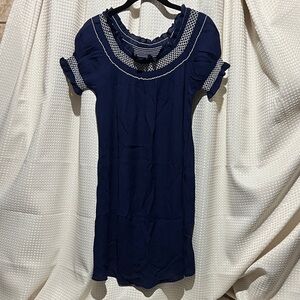 Ganji Navy Blue with White Stitching Dress